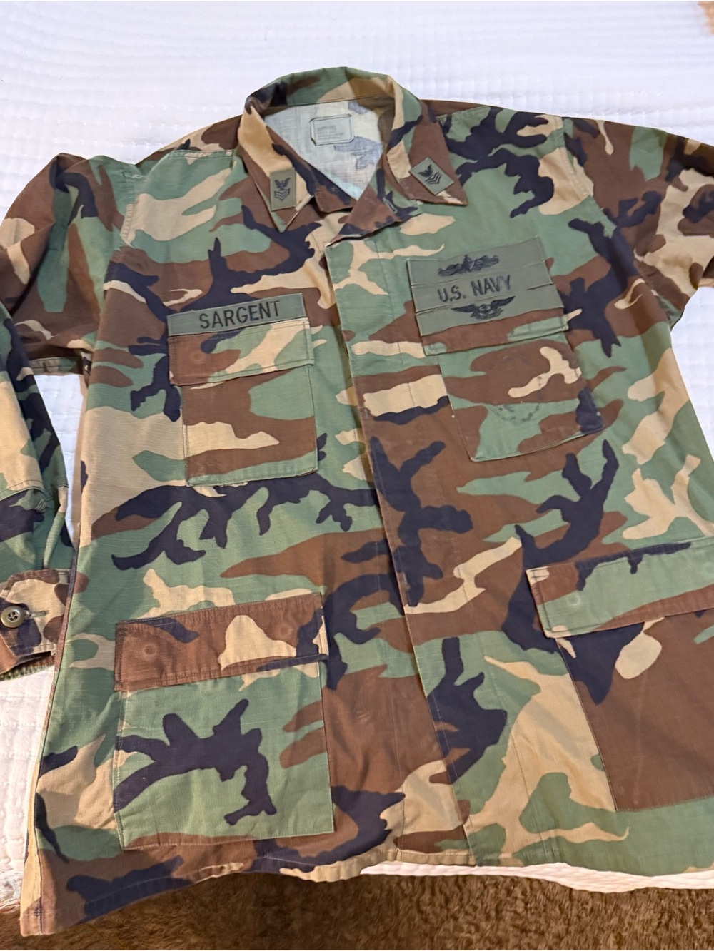 Vintage  U.S. Navy Camouflage Utility Shirt - Green Camo